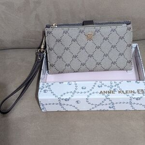 Anne Klein Signature Brown Wristlet Clutch